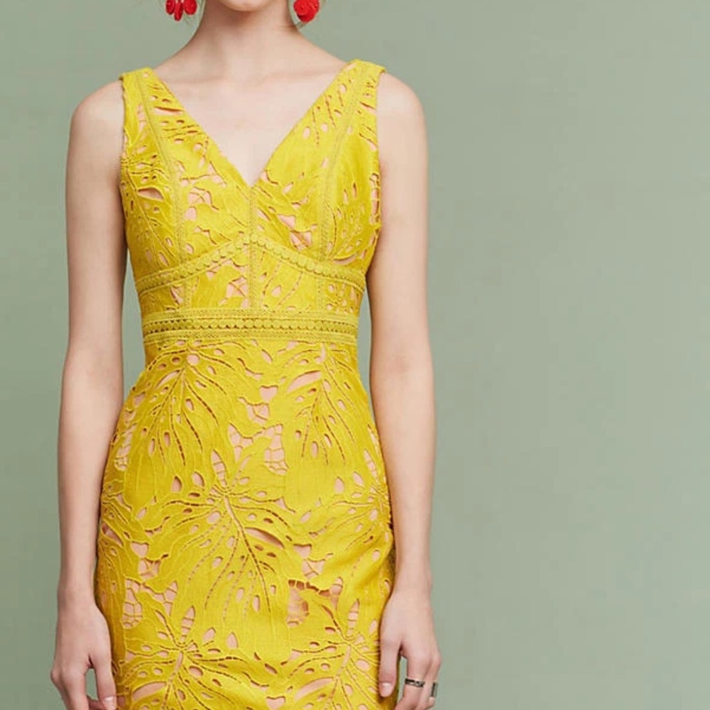 Anthropologie Maeve Gardenia Lace Column Dress – Size 2